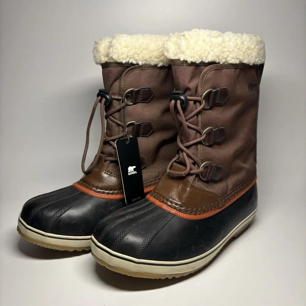 Sorel Yoot Pac Brown Rubber Waterproof Winter Snow Rain Boots Big Kids Youth 7